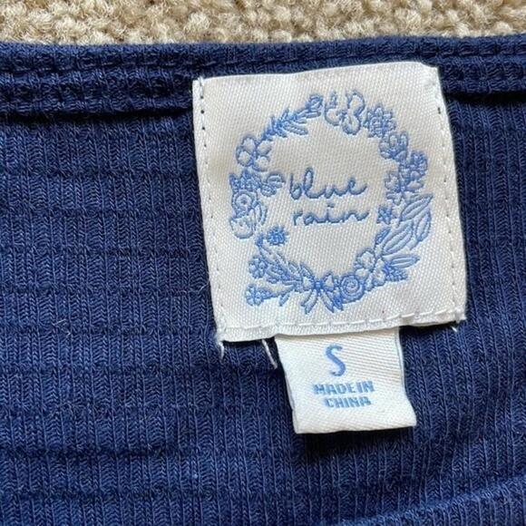 Blue Rain Embroidered Sunflower Baby Tee Navy Blue Size: Small - Picture 4 of 5